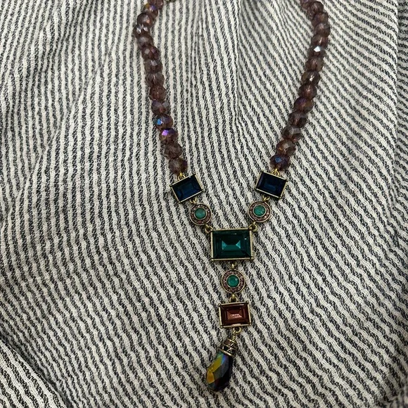 Heidi Daus purple and multicolored crystal drop necklace - Picture 3 of 13